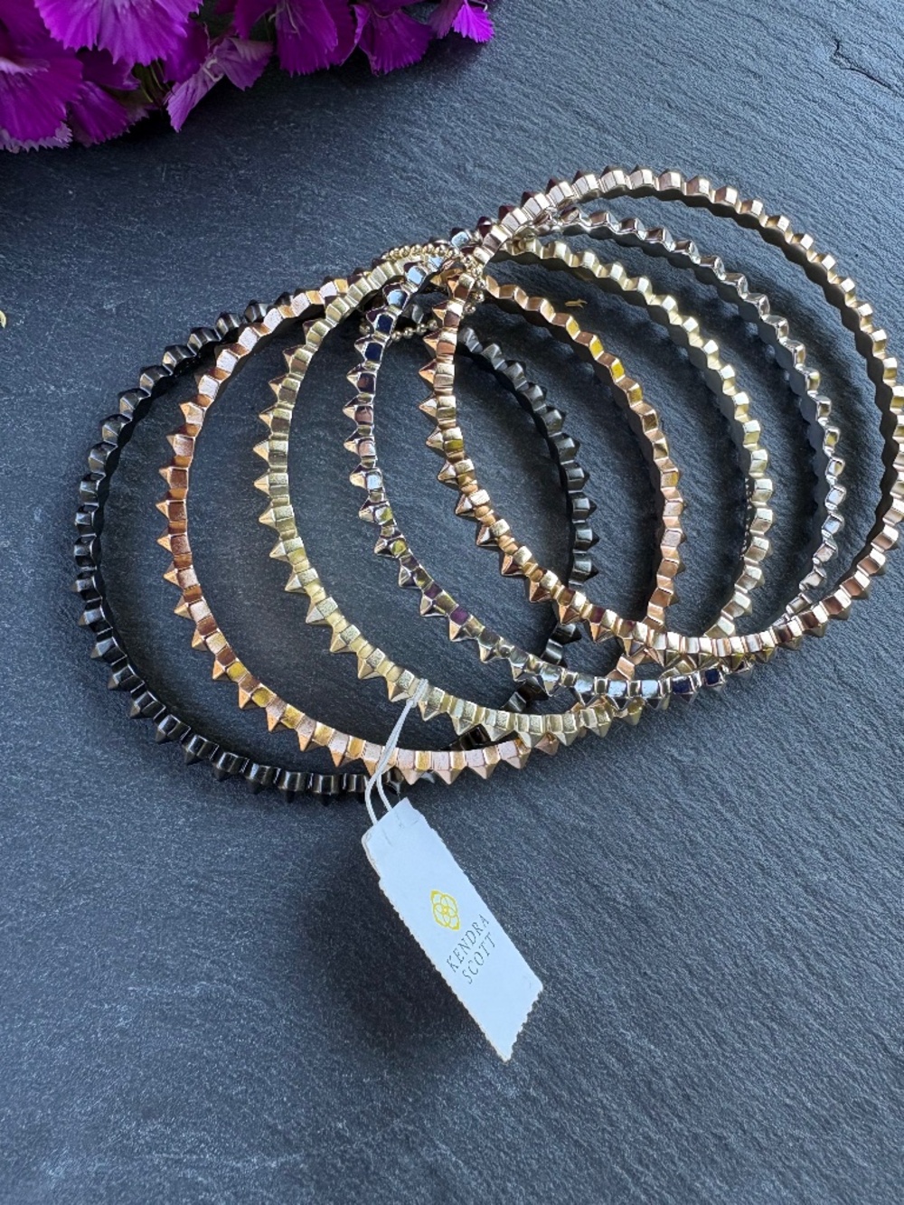 Kendra Scott NWT Remy Mixed Metal Faceted Stacked Bangle Bracelet Set of 5